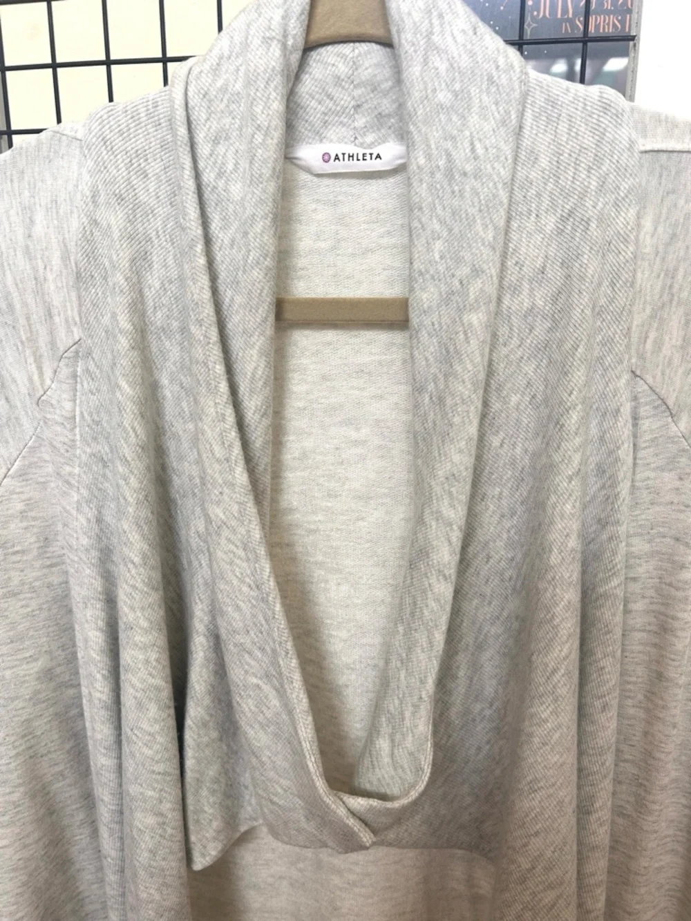 Athleta Light Heather Gray Draped Open-Front Cardigan - Picture 2 of 11